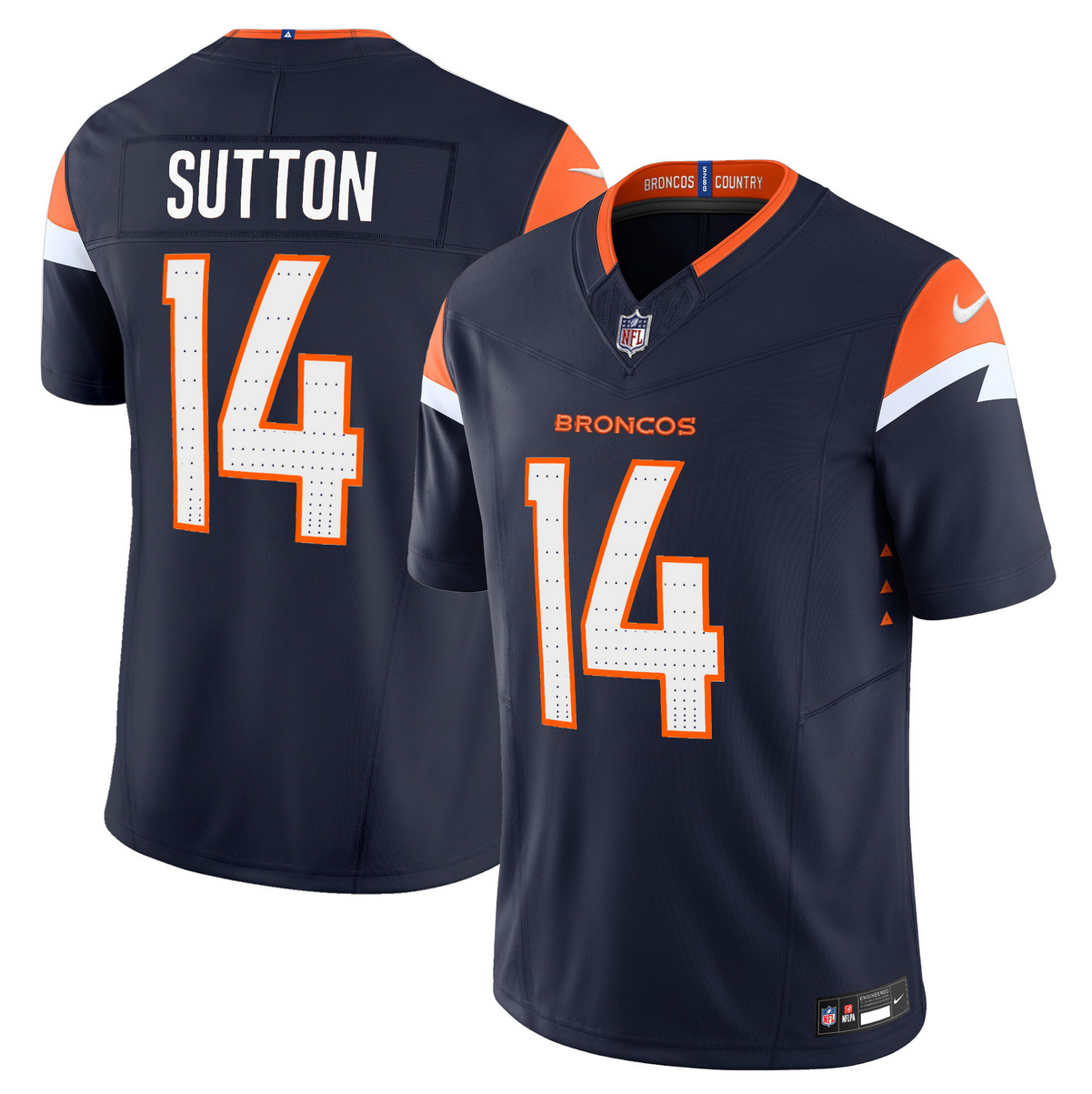 Men's Denver Broncos #14 Courtland Sutton Navy 2024 F.U.S.E. Alternate Vapor Limited Football Stitched Jersey